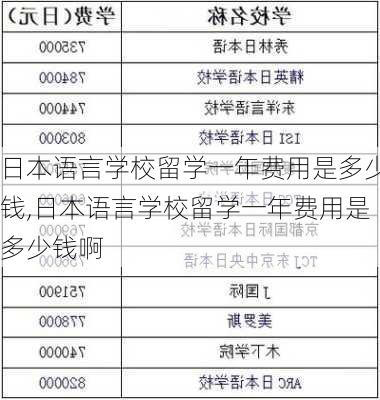 日本语言学校留学一年费用是多少钱,日本语言学校留学一年费用是多少钱啊