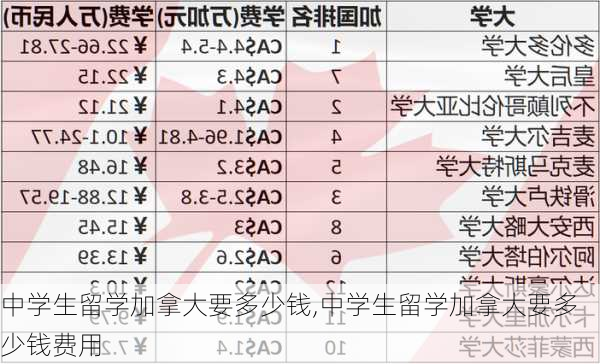 中学生留学加拿大要多少钱,中学生留学加拿大要多少钱费用