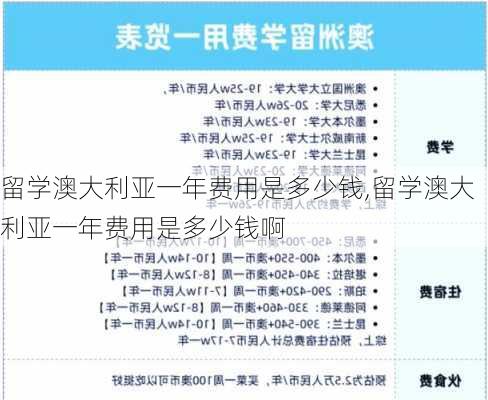 留学澳大利亚一年费用是多少钱,留学澳大利亚一年费用是多少钱啊