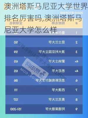 澳洲塔斯马尼亚大学世界排名厉害吗,澳洲塔斯马尼亚大学怎么样