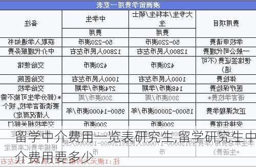 留学中介费用一览表研究生,留学研究生中介费用要多少