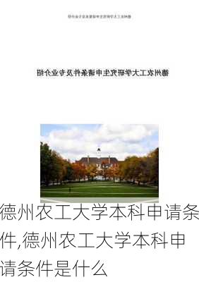 德州农工大学本科申请条件,德州农工大学本科申请条件是什么