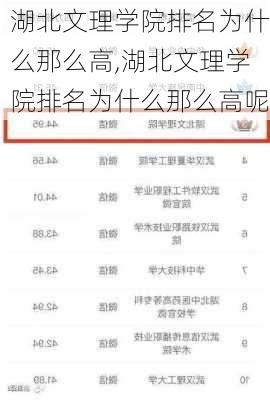 湖北文理学院排名为什么那么高,湖北文理学院排名为什么那么高呢