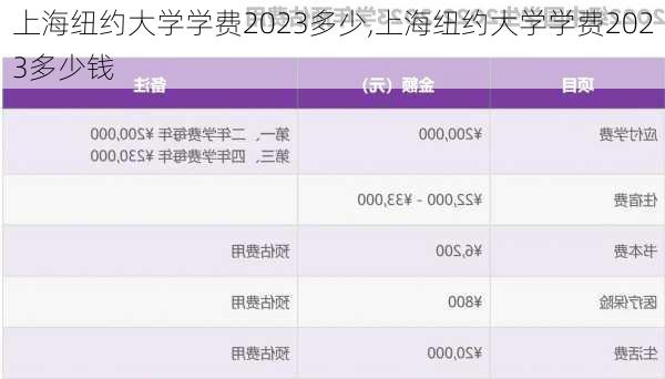 上海纽约大学学费2023多少,上海纽约大学学费2023多少钱