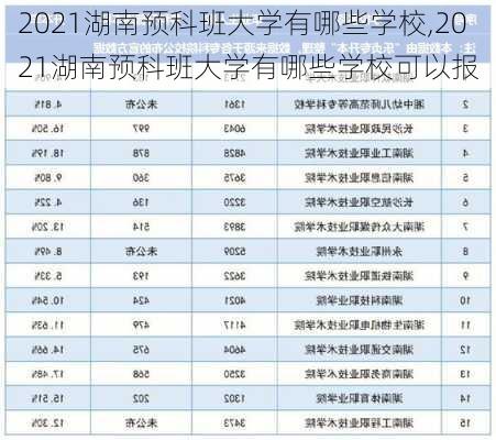 2021湖南预科班大学有哪些学校,2021湖南预科班大学有哪些学校可以报