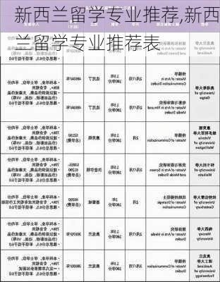 新西兰留学专业推荐,新西兰留学专业推荐表