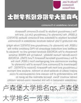 卢森堡大学排名qs,卢森堡大学排名一览表