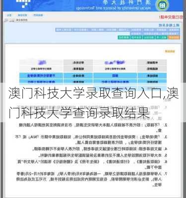 澳门科技大学录取查询入口,澳门科技大学查询录取结果