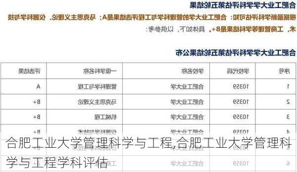 合肥工业大学管理科学与工程,合肥工业大学管理科学与工程学科评估