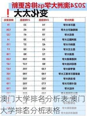 澳门大学排名分析表,澳门大学排名分析表格