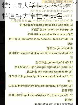 特温特大学世界排名,荷兰特温特大学世界排名