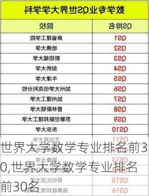 世界大学数学专业排名前30,世界大学数学专业排名前30名