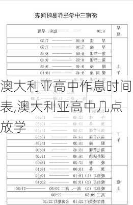 澳大利亚高中作息时间表,澳大利亚高中几点放学