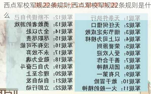 西点军校军规22条规则,西点军校军规22条规则是什么