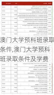 澳门大学预科班录取条件,澳门大学预科班录取条件及学费