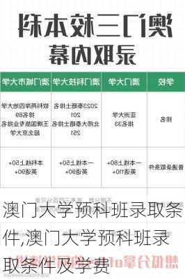 澳门大学预科班录取条件,澳门大学预科班录取条件及学费