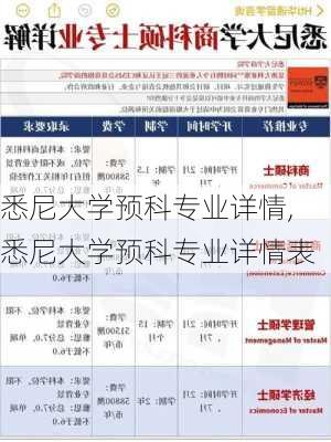 悉尼大学预科专业详情,悉尼大学预科专业详情表