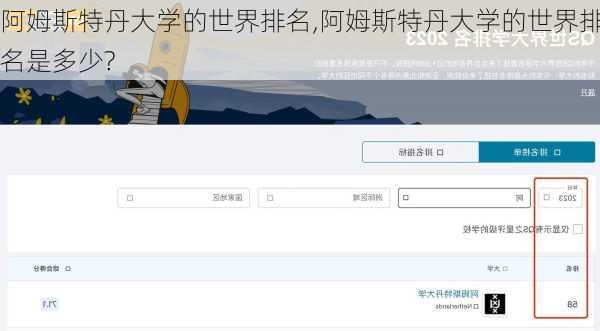 阿姆斯特丹大学的世界排名,阿姆斯特丹大学的世界排名是多少?
