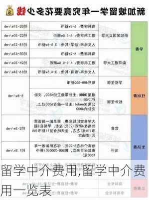 留学中介费用,留学中介费用一览表