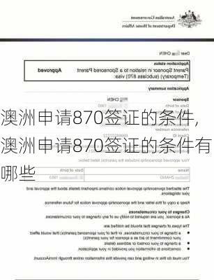 澳洲申请870签证的条件,澳洲申请870签证的条件有哪些