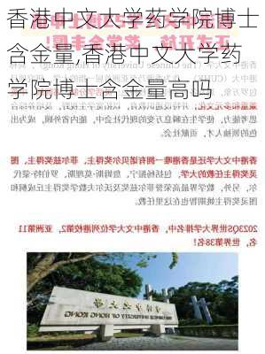 香港中文大学药学院博士含金量,香港中文大学药学院博士含金量高吗