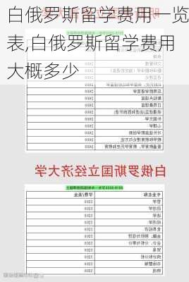 白俄罗斯留学费用一览表,白俄罗斯留学费用大概多少