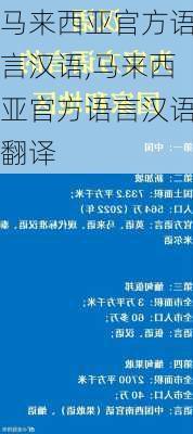 马来西亚官方语言汉语,马来西亚官方语言汉语翻译