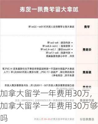 加拿大留学一年费用30万,加拿大留学一年费用30万够吗