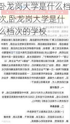 卧龙岗大学是什么档次,卧龙岗大学是什么档次的学校