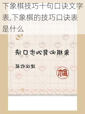 下象棋技巧十句口诀文字表,下象棋的技巧口诀表是什么