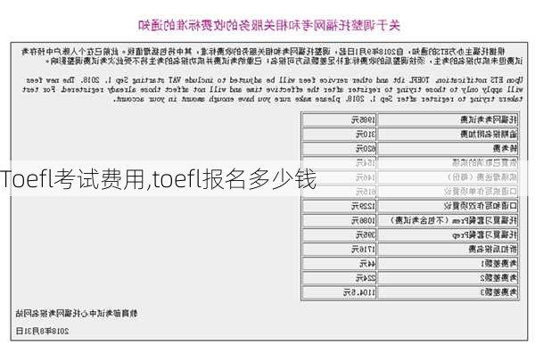 Toefl考试费用,toefl报名多少钱