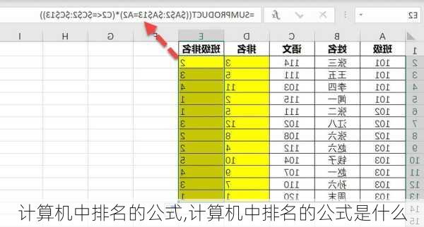 计算机中排名的公式,计算机中排名的公式是什么