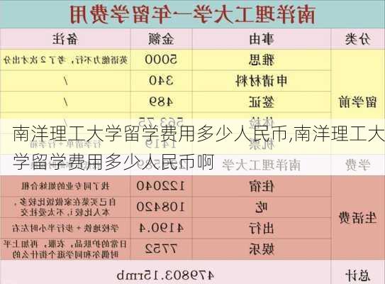 南洋理工大学留学费用多少人民币,南洋理工大学留学费用多少人民币啊