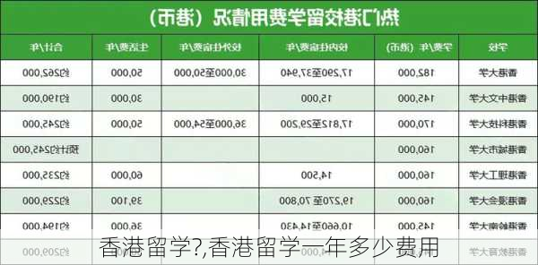 香港留学?,香港留学一年多少费用