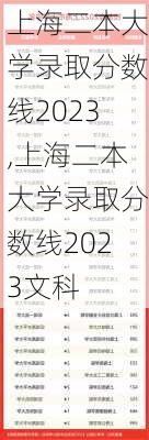 上海二本大学录取分数线2023,上海二本大学录取分数线2023文科