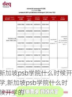 新加坡psb学院什么时候开学,新加坡psb学院什么时候开学的