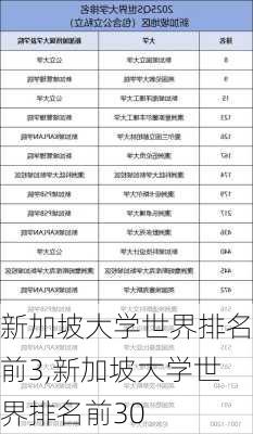 新加坡大学世界排名前3,新加坡大学世界排名前30