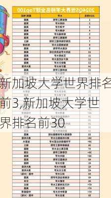 新加坡大学世界排名前3,新加坡大学世界排名前30