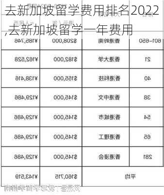 去新加坡留学费用排名2022,去新加坡留学一年费用