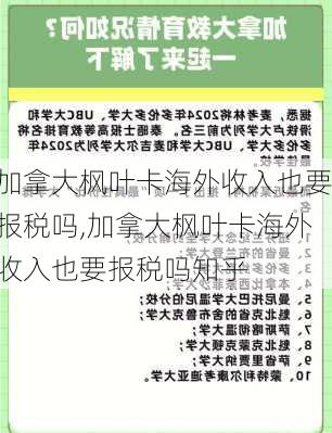 加拿大枫叶卡海外收入也要报税吗,加拿大枫叶卡海外收入也要报税吗知乎