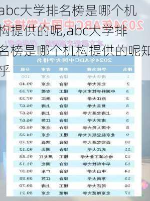 abc大学排名榜是哪个机构提供的呢,abc大学排名榜是哪个机构提供的呢知乎