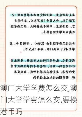 澳门大学学费怎么交,澳门大学学费怎么交,要换港币吗