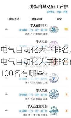 电气自动化大学排名,电气自动化大学排名前100名有哪些